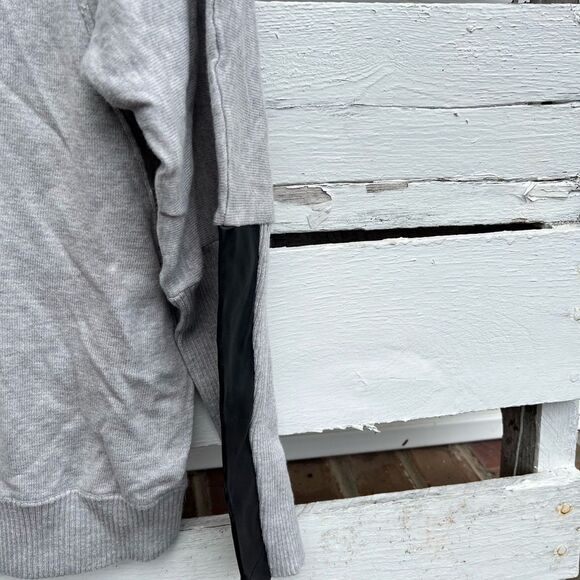 EUC Gray Sweater With Faux Leather Accents - Picture 3 of 7